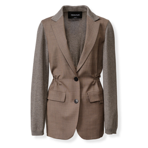 *VIRTUAL TRUNK SHOW* Fabiana Filippi Bi-stretch Wool Blazer With Knit Sleeve, Filo Diamante Detail