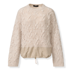 *VIRTUAL TRUNK SHOW* Fabiana Filippi Sequin Braid Stitch Crew Neck Sweater, Flannel Bottom Band