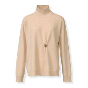 *VIRTUAL TRUNK SHOW* Fabiana Filippi Platinum Turtle Neck Sweater With Filo Diamante Pin