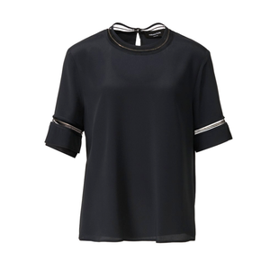 *VIRTUAL TRUNK SHOW* Fabiana Filippi Crepe De Chine Crew Neck Top, Tulle And Filo Diamante Detail