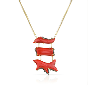 *SHOP & SIP EVENT* Paul Morelli Freeform Pacific Red Coral Ladder Necklace, 30"
