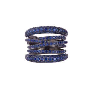 Sidney Garber 18K White Gold/Black Rhodium Sapphire Scribble Ring, Size 7