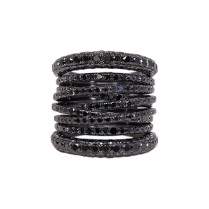 Sidney Garber 18K White Gold/Black Rhodium Tall Black Diamond Scribble Ring, Size 6.5