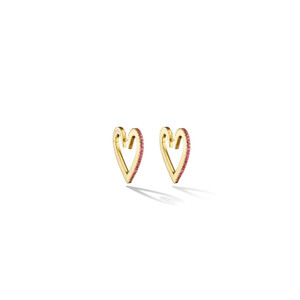 Cadar 18K Yellow Gold Endless Hoop Earrings with Rubies (Medium)