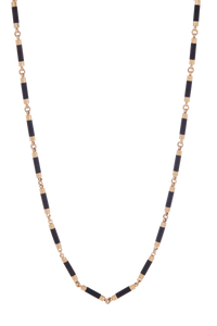*RESERVE TODAY* Sidney Garber 18K Yellow Gold and Ebony Barrel Bar Link Necklace, 27"