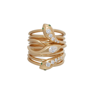 *RESERVE TODAY* Sidney Garber Serpentine Ring with Diamonds & Emeralds