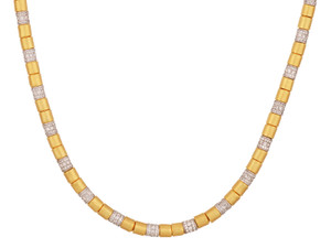 *GURHAN SHOP & SIP EVENT* GURHAN Vertigo 24K Gold Diamond Statement Beaded Necklace, Hand-Hammered Beads & Pavé Diamond Spacers