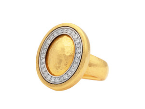 *GURHAN SHOP & SIP EVENT* GURHAN Spell 24K Gold Diamond Pave Cocktail Ring, Oval with Domed Center