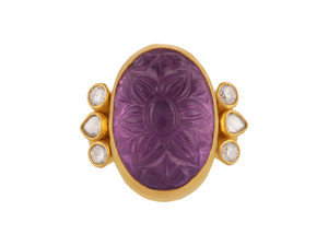 *GURHAN SHOP & SIP EVENT* GURHAN Rune One-of-a-Kind 24K Gold Amethyst Center Stone Cocktail Ring