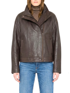 *RESERVE TODAY*Augustina's Val Pebbled Leather Jacket in Chocolate