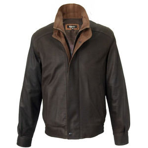 *COMING SOON* Remy Men's Leather Double Collar Bomber Jacket in Chocolate/Dakota