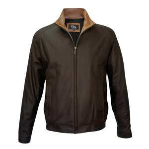 *RESERVE TODAY* Remy Men’s Leather Single Collar Bomber Jacket in Chocolate/Timber