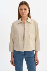 *ORDER TODAY* LAMARQUE Elara Faux Leather Jacket in Bone