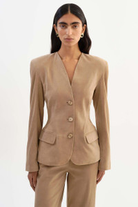 *ORDER TODAY* LAMARQUE Abitha Hourglass Suede Jacket in Beige