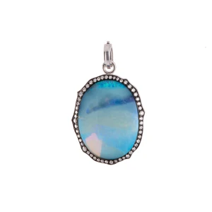 Sylva & Cie. 18K White Gold Opal Pendant