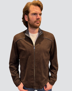 Remy Men's Leather Jacket in Wood/Harbor