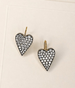 Sylva & Cie. 18K Yellow Gold Reclaimed Diamond Heart Earrings