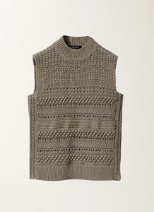 Fabiana Filippi 3D MultiStitch Cotton Crewneck Tank Top in Clay, Size 42