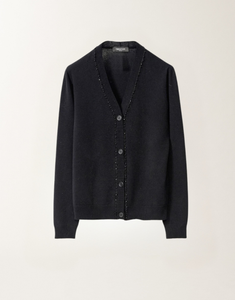 Fabiana Filippi Platinum Cardigan in Black, Size 38