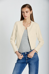 *ORDER TODAY* Susan Bender Long Sleeve Cropped Cardigan in Latte