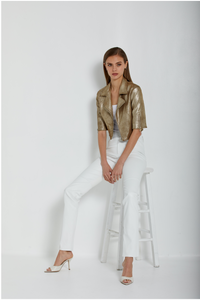 *ORDER TODAY* Susan Bender Short Sleeve Moto in Prosecco