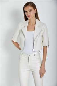 *ORDER TODAY* Susan Bender Short Sleeve Moto in Ivory