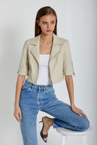 *ORDER TODAY* Susan Bender Short Sleeve Moto in Latte