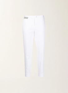 Fabiana Filippi Cropped Pants with Rhinestone Embellished Patch in White, Size 44