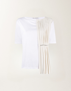 Fabiana Filippi Pleated Panel Combo Top in Ivory