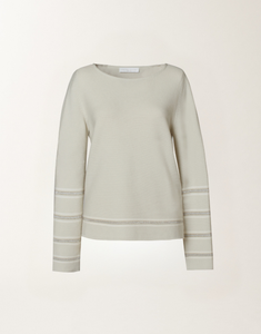 Fabiana Filippi Metallic Embellished Knit Sweater in Sand, Size 46