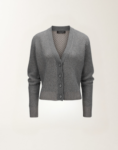 Fabiana Filippi Stitched V-Neck Cardigan in Lead