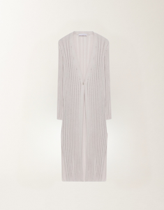 Fabiana Filippi Rib Knit Longline Cardigan in Dune, Size 42