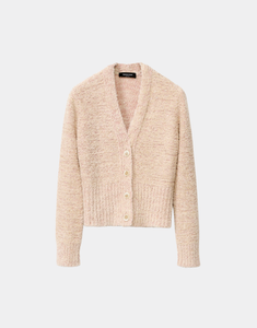 Fabiana Filippi Sequin Faux Fur Effect Cropped Cardigan in Blush, Size 44
