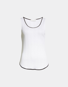 Fabiana Filippi Ribbed Trim Embellished Jersey Tank Top in White