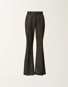 Fabiana Filippi Slubbed Prince of Wales Boot Cut Trousers in Brown/Black, Size 42