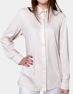 Fabiana Filippi Jersey Shirt Undercollar Embellishment in Marshmallow, Size 42