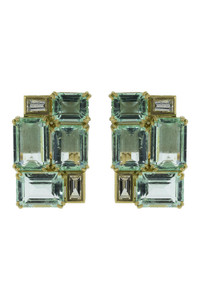*ORDER TODAY* Sylva & Cie. 18K Yellow Gold Colombian Emerald Earrings