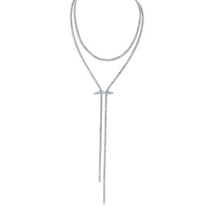 Graziela 18K White Gold Mega Swirl Slide Lariat Necklace, 40"