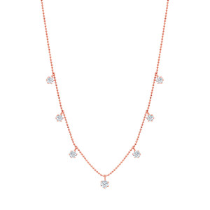 Graziela 18K Rose Gold Medium Floating Diamond Necklace, 18"