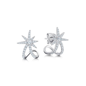 Graziela 18K White Gold Diamond Starburst Ear Cuffs