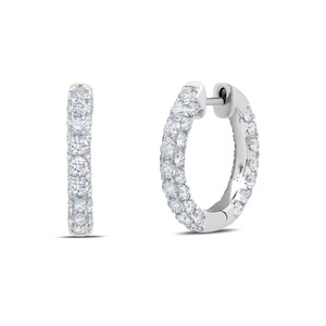 Graziela 18K White Gold Diamond 3 Sided Hoop Earrings