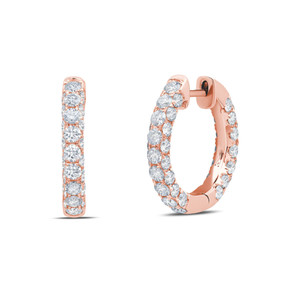 Graziela 18K Rose Gold Diamond 3 Sided Hoop Earrings