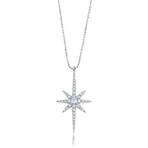 Graziela 18K White Gold Starburst Necklace, 20"
