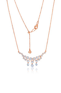 Graziela 18K Rose Gold Floating Diamond Bib Necklace, 18"