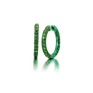 Graziela 18K Yellow Gold Large Tsavorite & Green Rhodium 3 Sided Hoops
