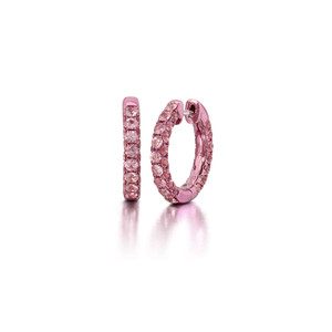 Graziela 18K White Gold Pink Sapphire & Pink Rhodium 3 Sided Hoops
