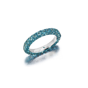 Graziela 18K White Gold Swiss Blue & Blue Rhodium 3 Sided Ring