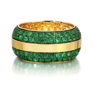 Graziela 18K Yellow Gold Ouro Emerald Band Ring