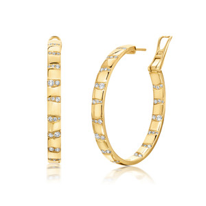 Graziela 18K Yellow Gold Large Alma Dos Rios Diamond Hoop Earrings