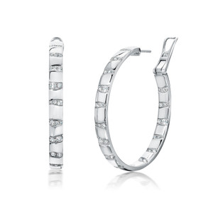 Graziela 18K White Gold Large Alma Dos Rios Diamond Hoop Earrings